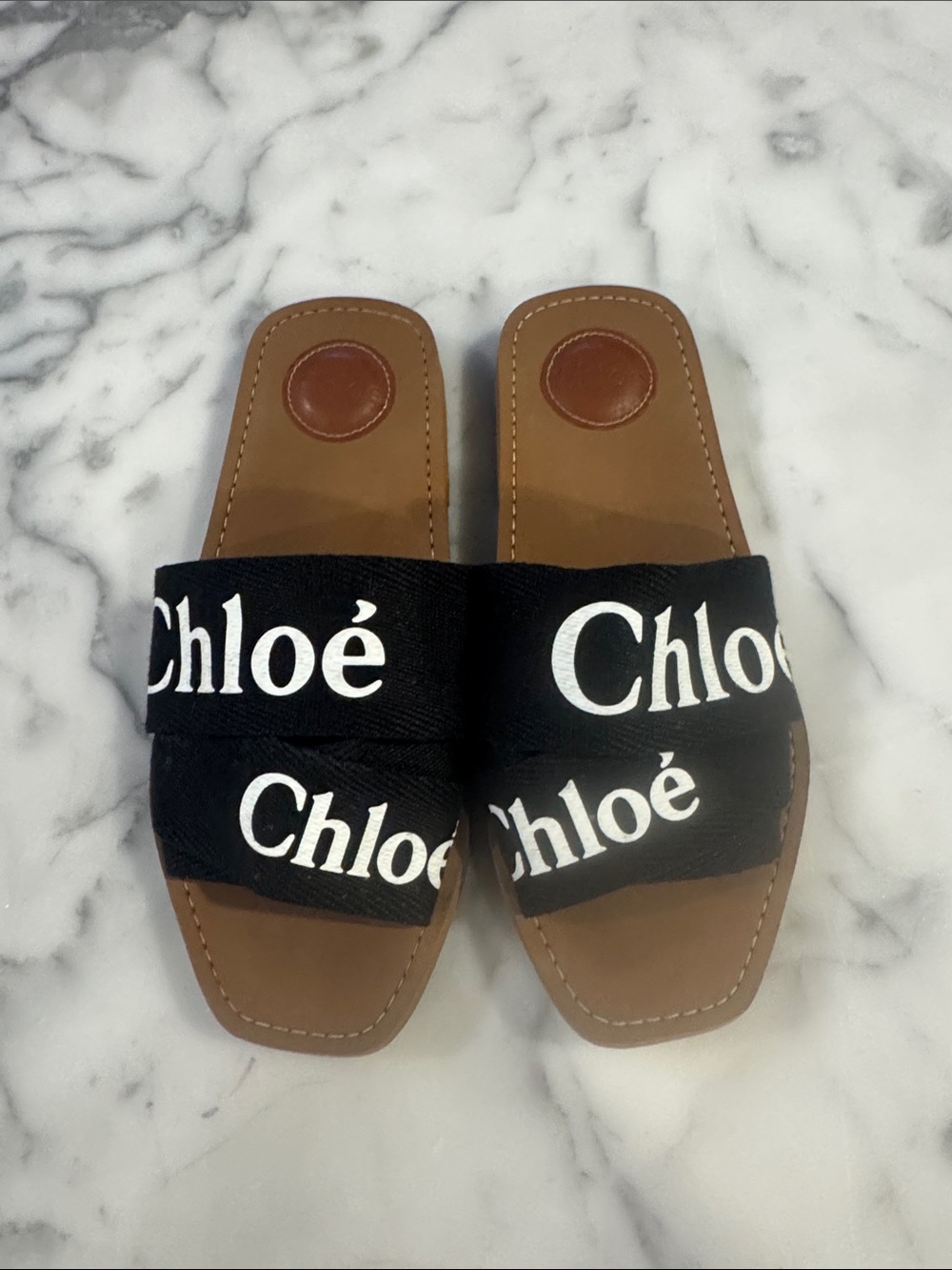 Chloé Black & White Woody Sandals